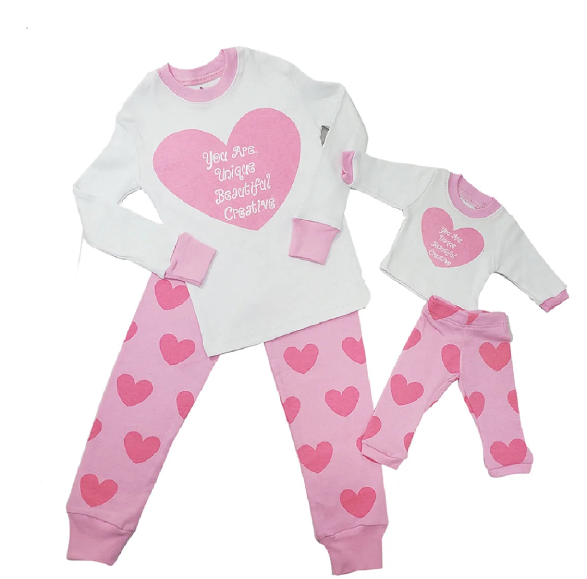 Empowering Heart PJs for Girls and 18 inch Dolls
