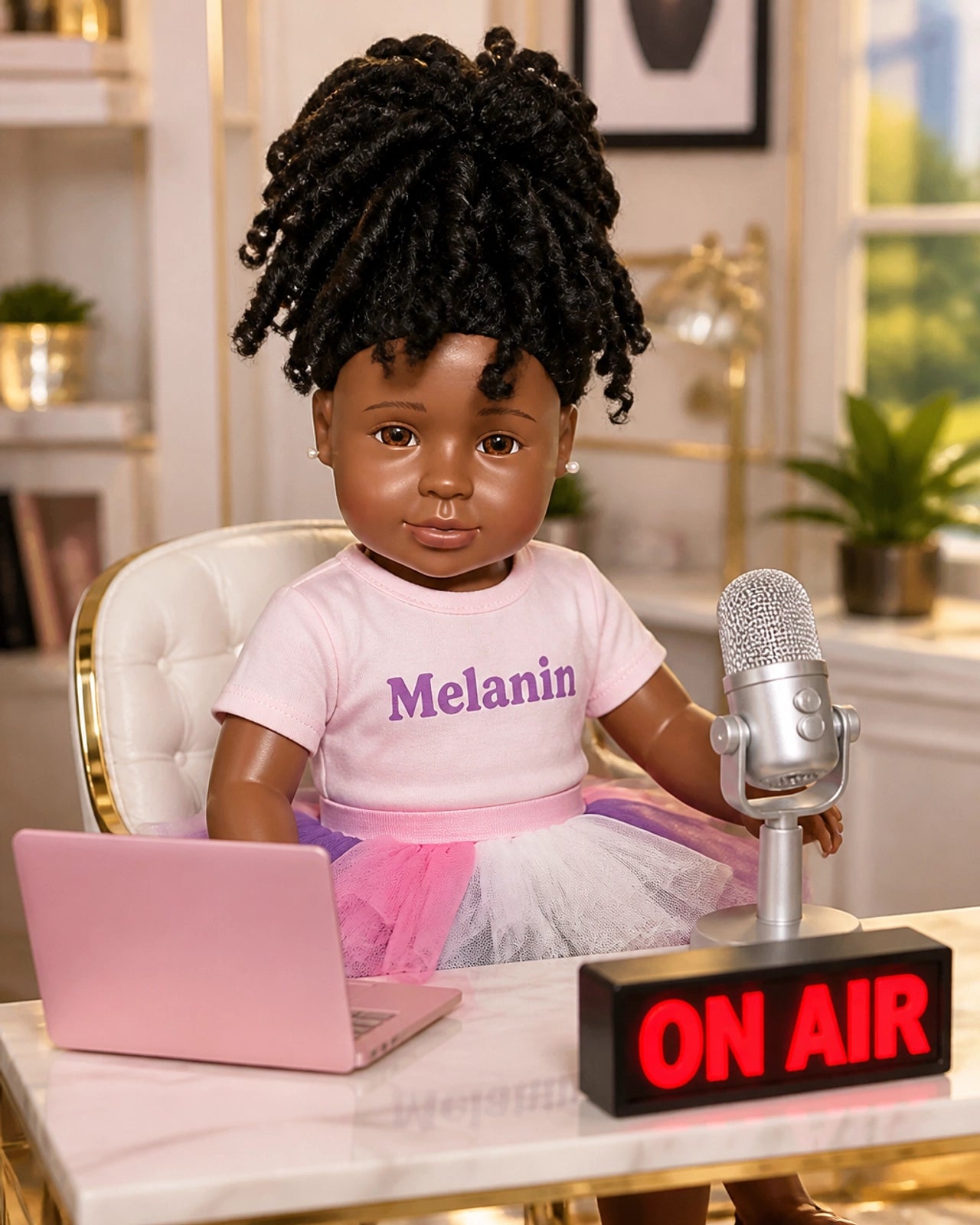 nia future journalist doll with locs