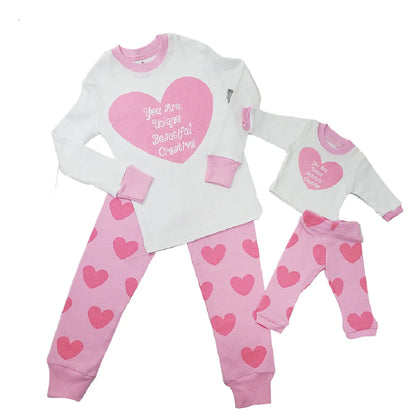 Empowering Heart PJs for Girls and 18 inch Dolls